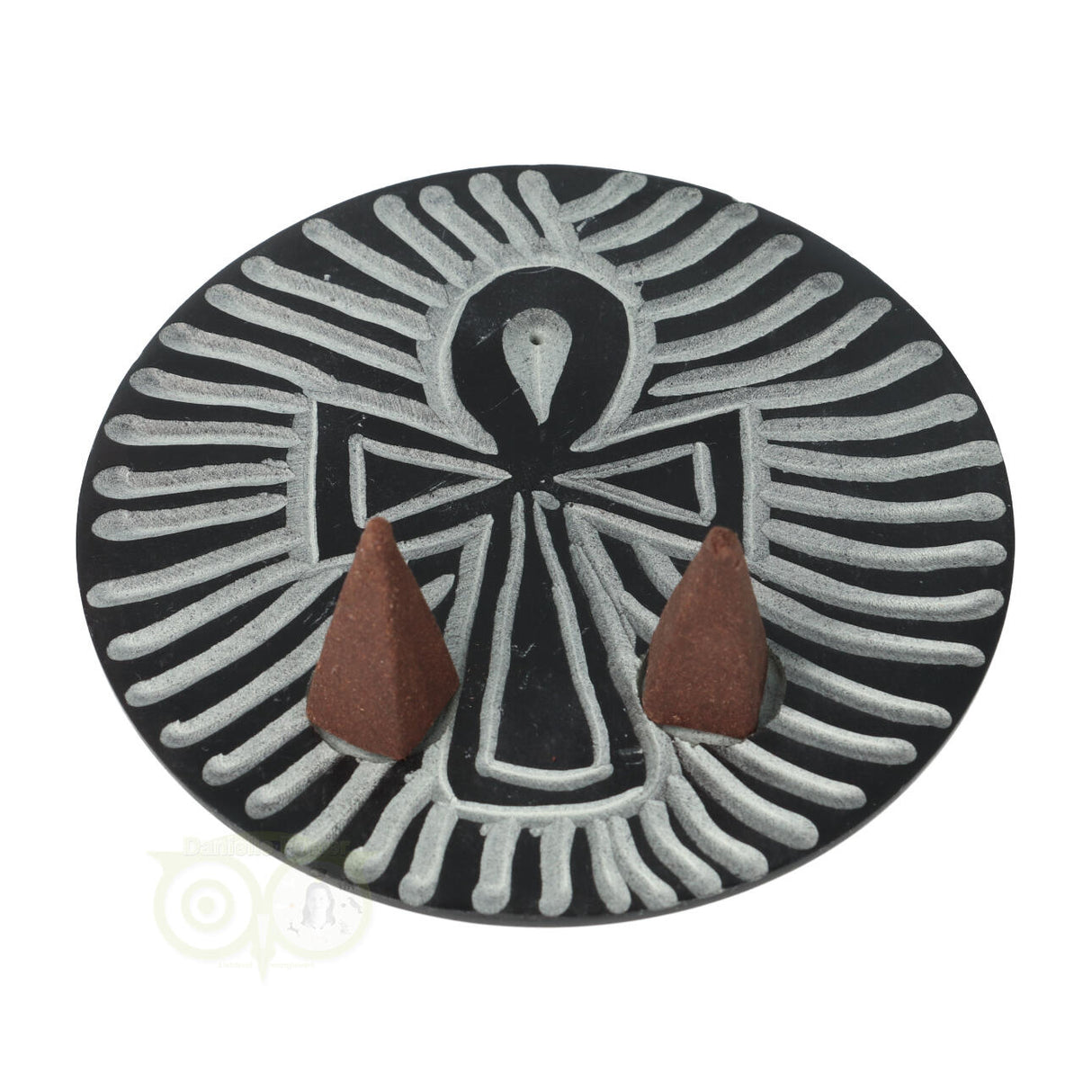 Wierook en kegeltjes houder/brander Ankh zeepsteen