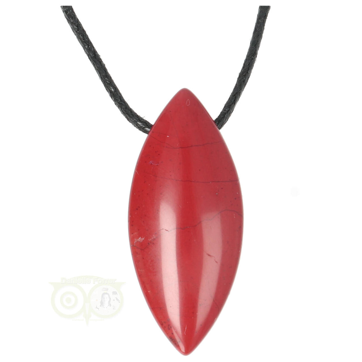 rode jaspis hanger ovaal met waxkoord