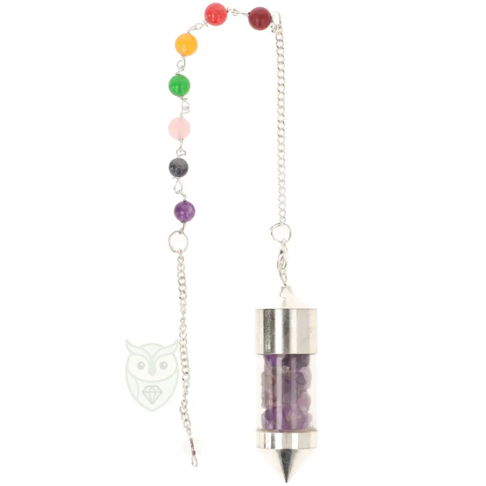 Amethist Chips Kamer Pendel met Chakra Ketting - 28 cm | Pendel online kopen
