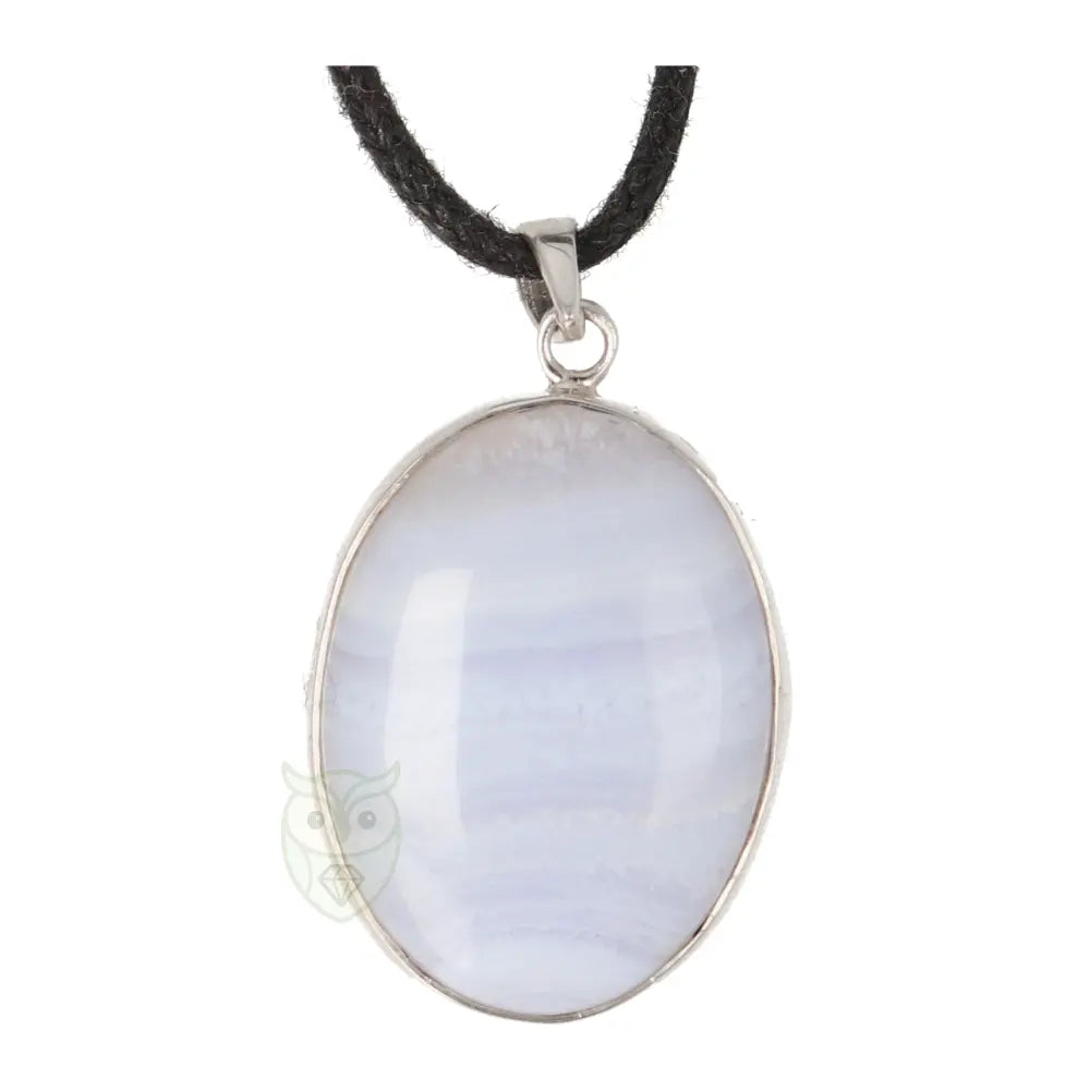 Blauwe chalcedoon zilveren hanger nr. 10 - 8 gram | Edelsteen sieraad