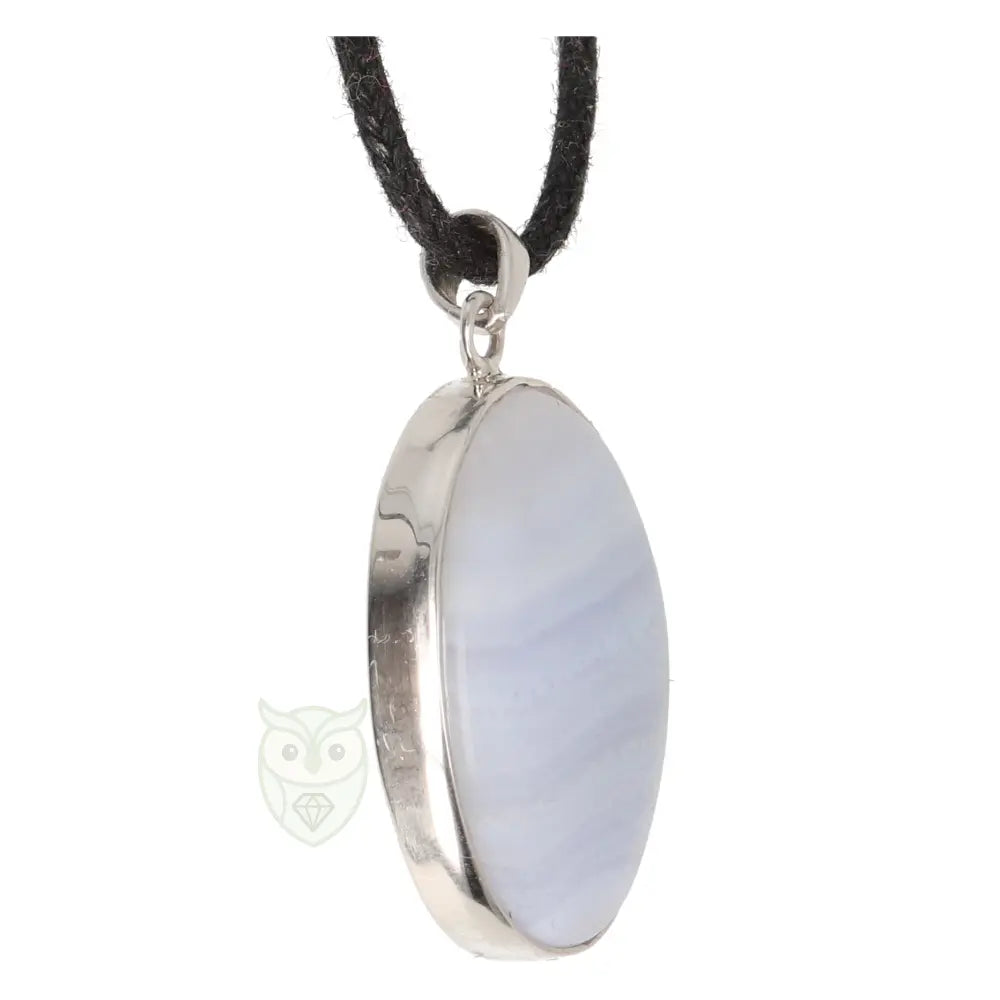 Blauwe chalcedoon zilveren hanger nr. 10 - 8 gram | Edelsteen sieraad