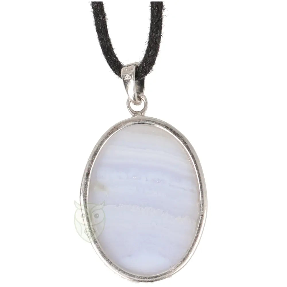Blauwe chalcedoon zilveren hanger nr. 10 - 8 gram | Edelsteen sieraad