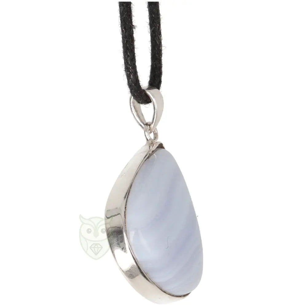Blauwe chalcedoon zilveren hanger nr. 15 - 9 gram | Edelsteen sieraad