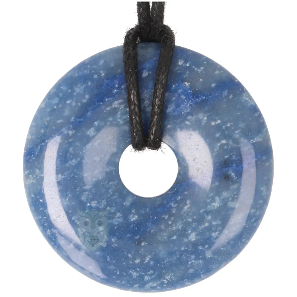 Blauwe kwarts donut hanger (Pi-stone) nr. 11 - Ø 4 cm | Edelsteen sieraad