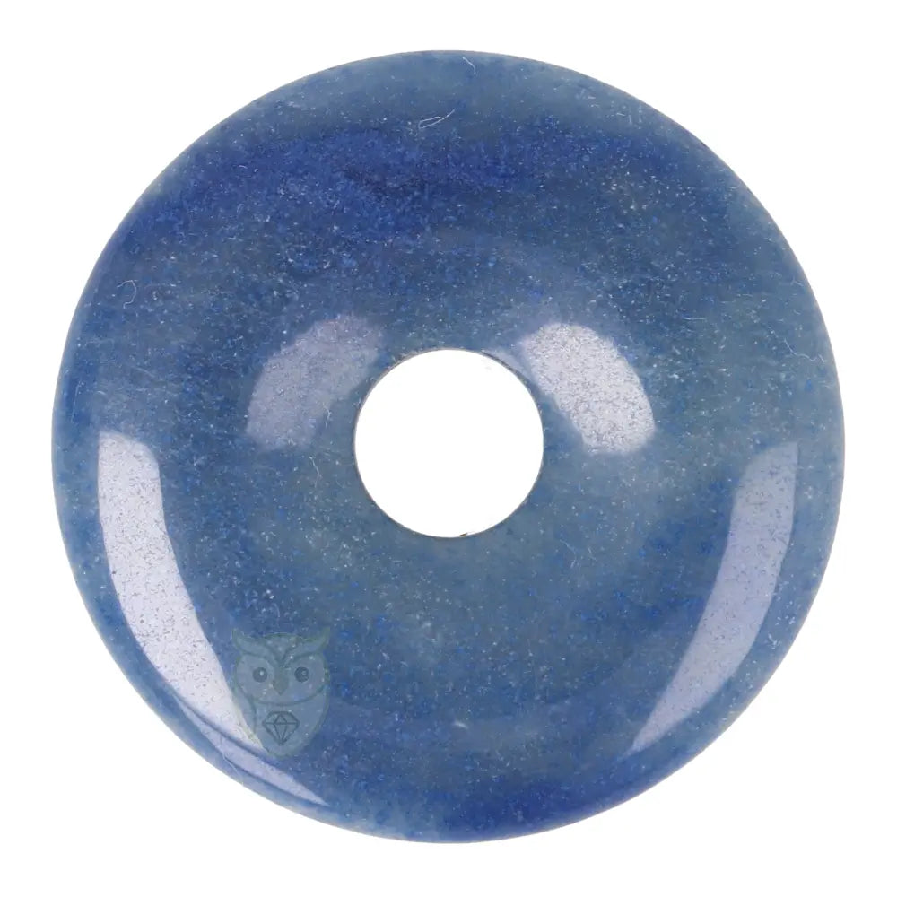 Blauwe kwarts donut hanger (Pi-stone) nr. 14 - Ø 4 cm | Edelsteen sieraad