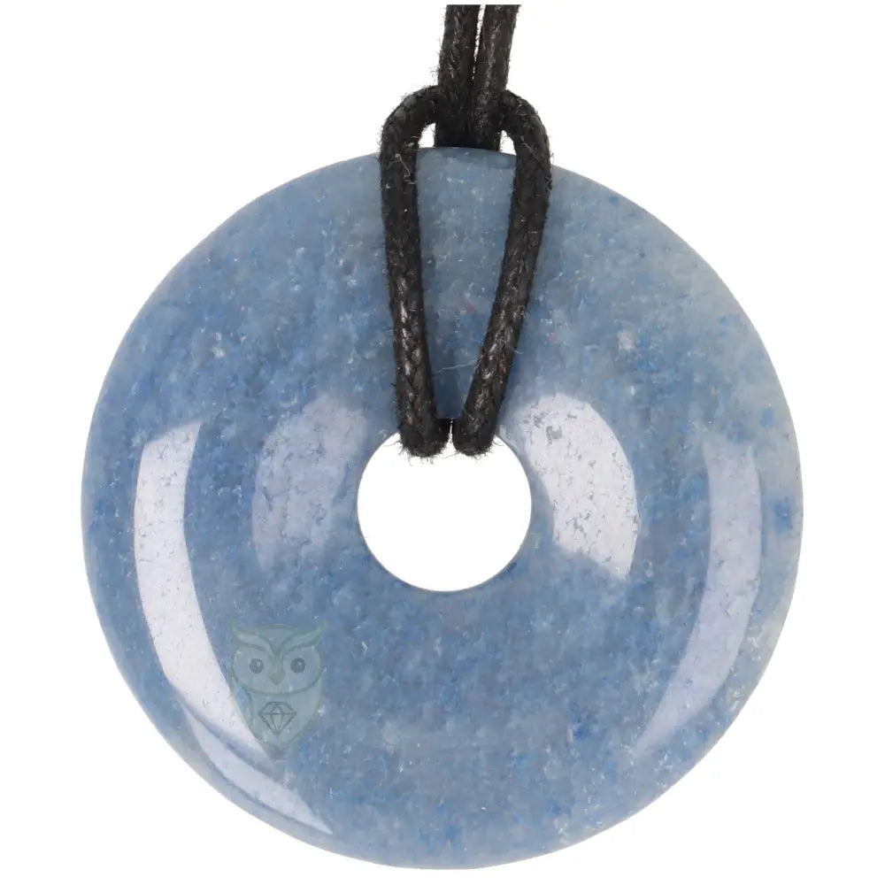 Blauwe kwarts donut hanger (Pi-stone) nr. 12 - Ø 4 cm | Edelsteen sieraad