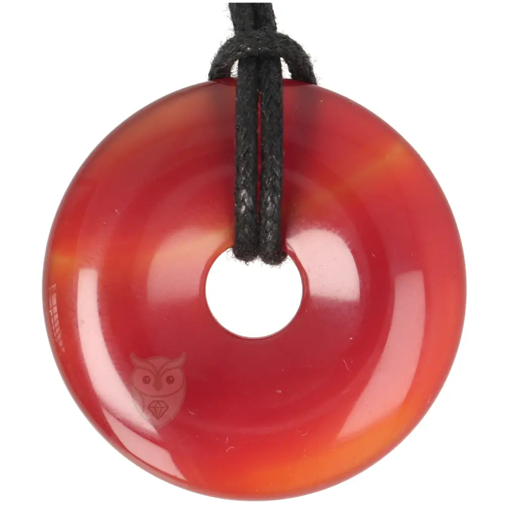 Carneool donut hanger nr. 17 met warme oranje-rode kleur