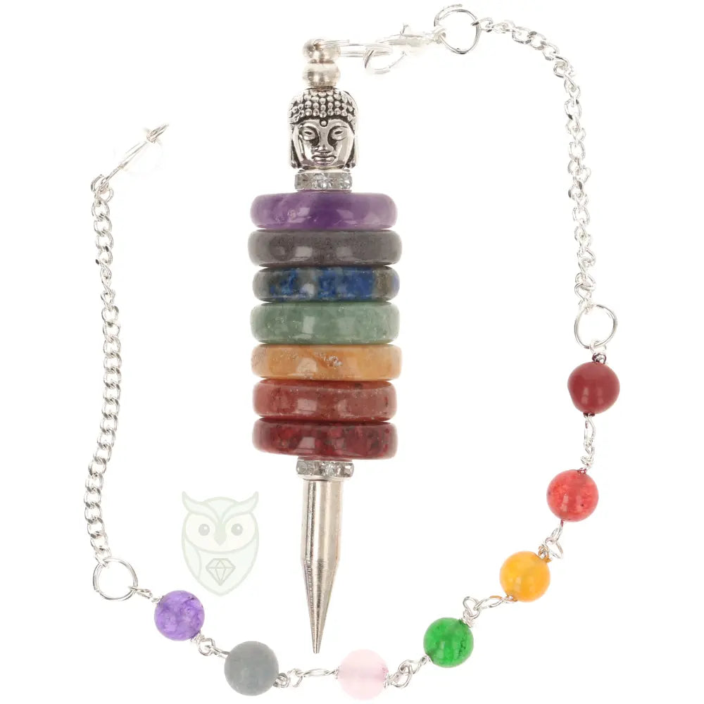 Chakra Donut Pendel met Boeddha en Chakra Kralen Ketting - 30,5 cm | Pendel online kopen