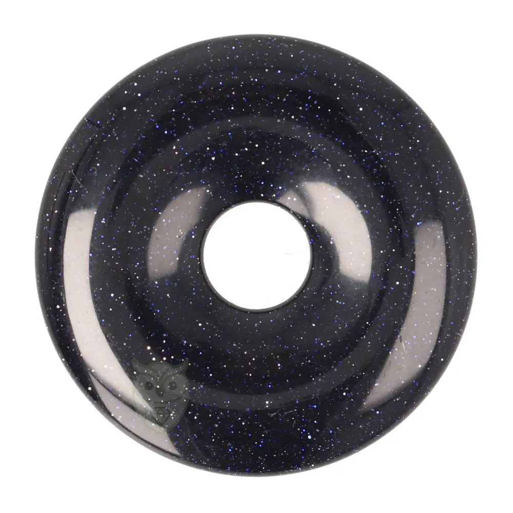 Goudsteen - Blauwe Donut hanger nr. 18 - Ø 4 cm | Edelsteen sieraad