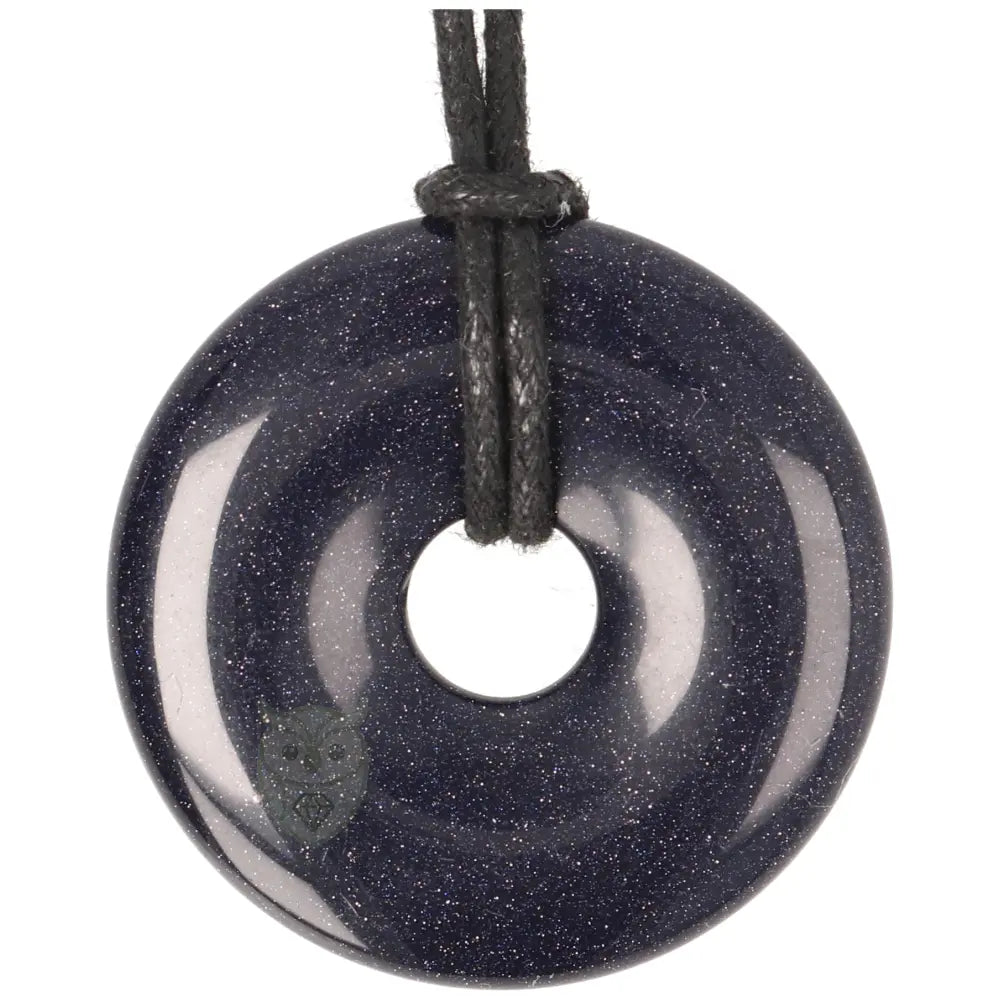 Goudsteen - Blauwe Donut hanger nr. 19 - Ø 4 cm | Edelsteen sieraad