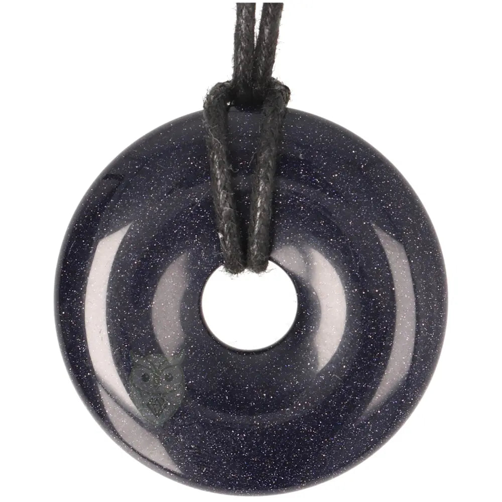 Goudsteen - Blauwe Donut hanger nr. 19 - Ø 4 cm | Edelsteen sieraad