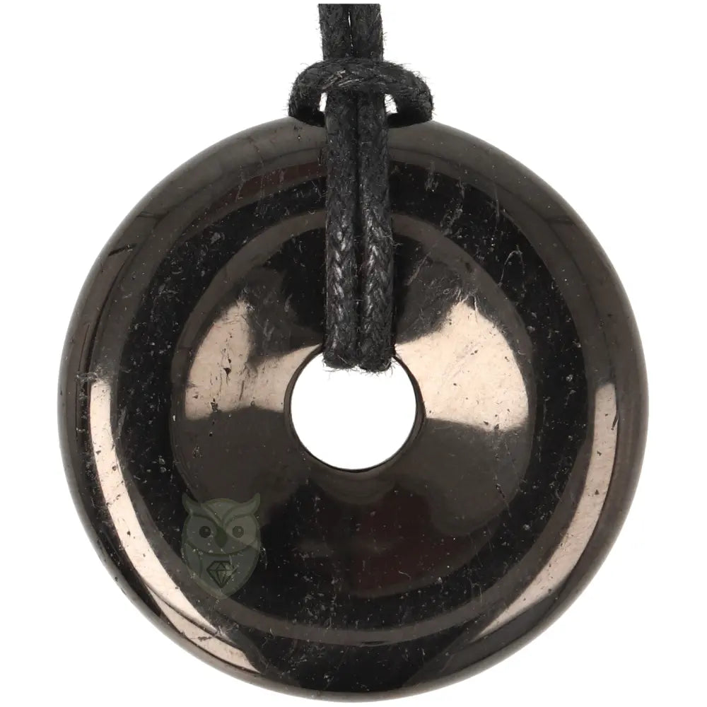Jet ( Git - Gagaat ) donut (Pi-Stone) Nr 18 - Ø4 cm | Edelsteen sieraad