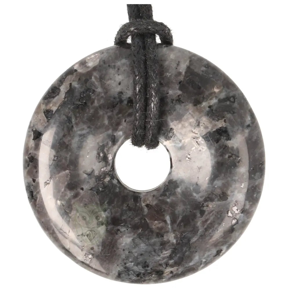 Larvikiet (Noorse Maansteen) donut hanger nr. 15 - Ø 4 cm | Edelsteen sieraad