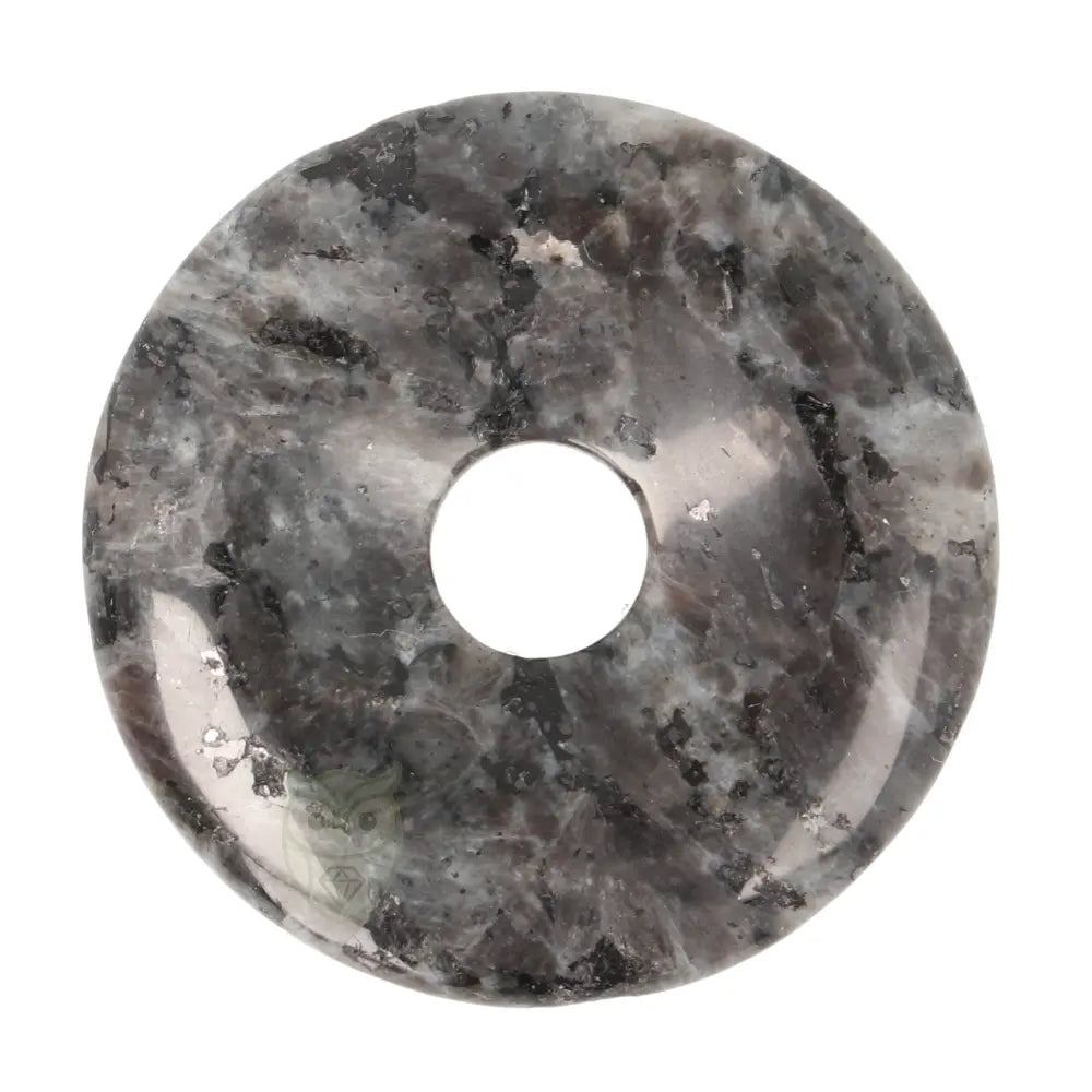 Larvikiet (Noorse Maansteen) donut hanger nr. 17 - Ø 4 cm | Edelsteen sieraad