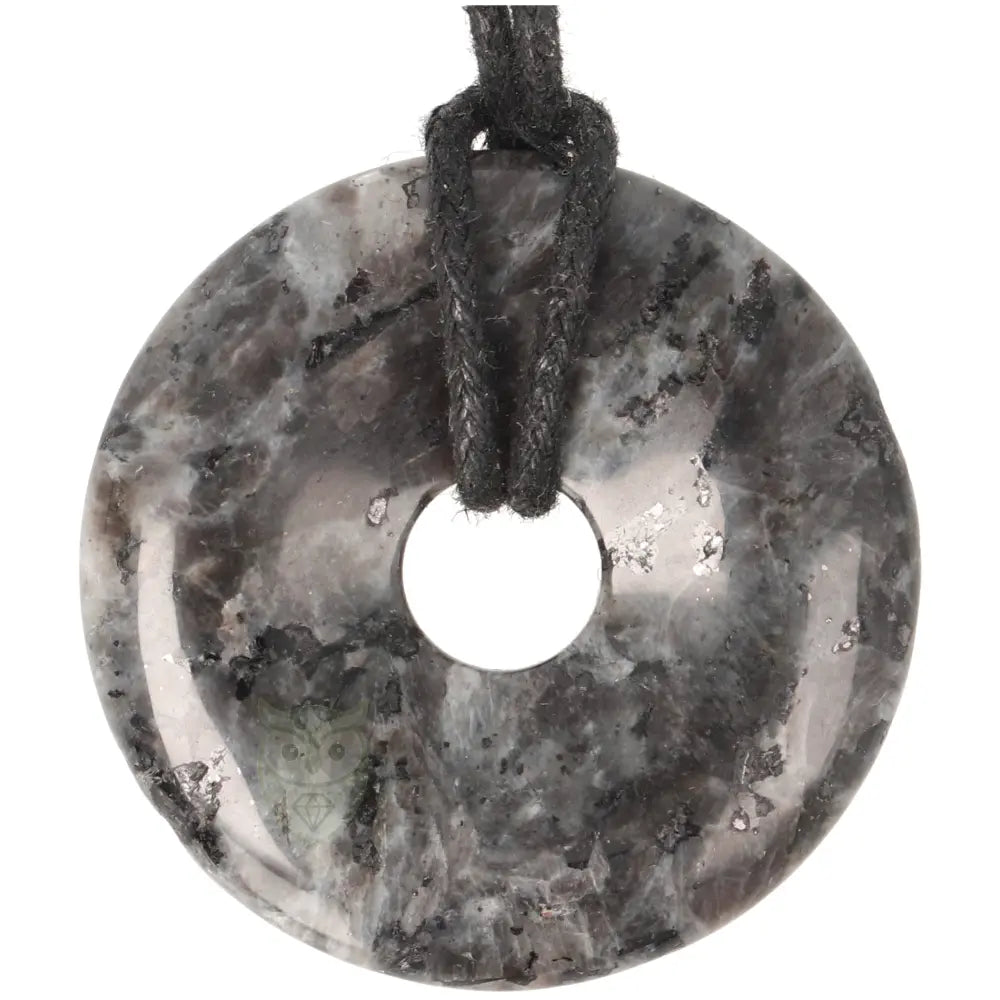 Larvikiet (Noorse Maansteen) donut hanger nr. 17 - Ø 4 cm | Edelsteen sieraad