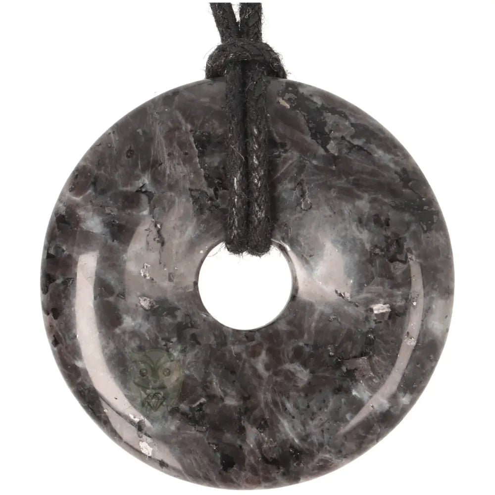 Larvikiet (Noorse Maansteen) donut hanger nr. 22 - Ø 4 cm | Edelsteen sieraad