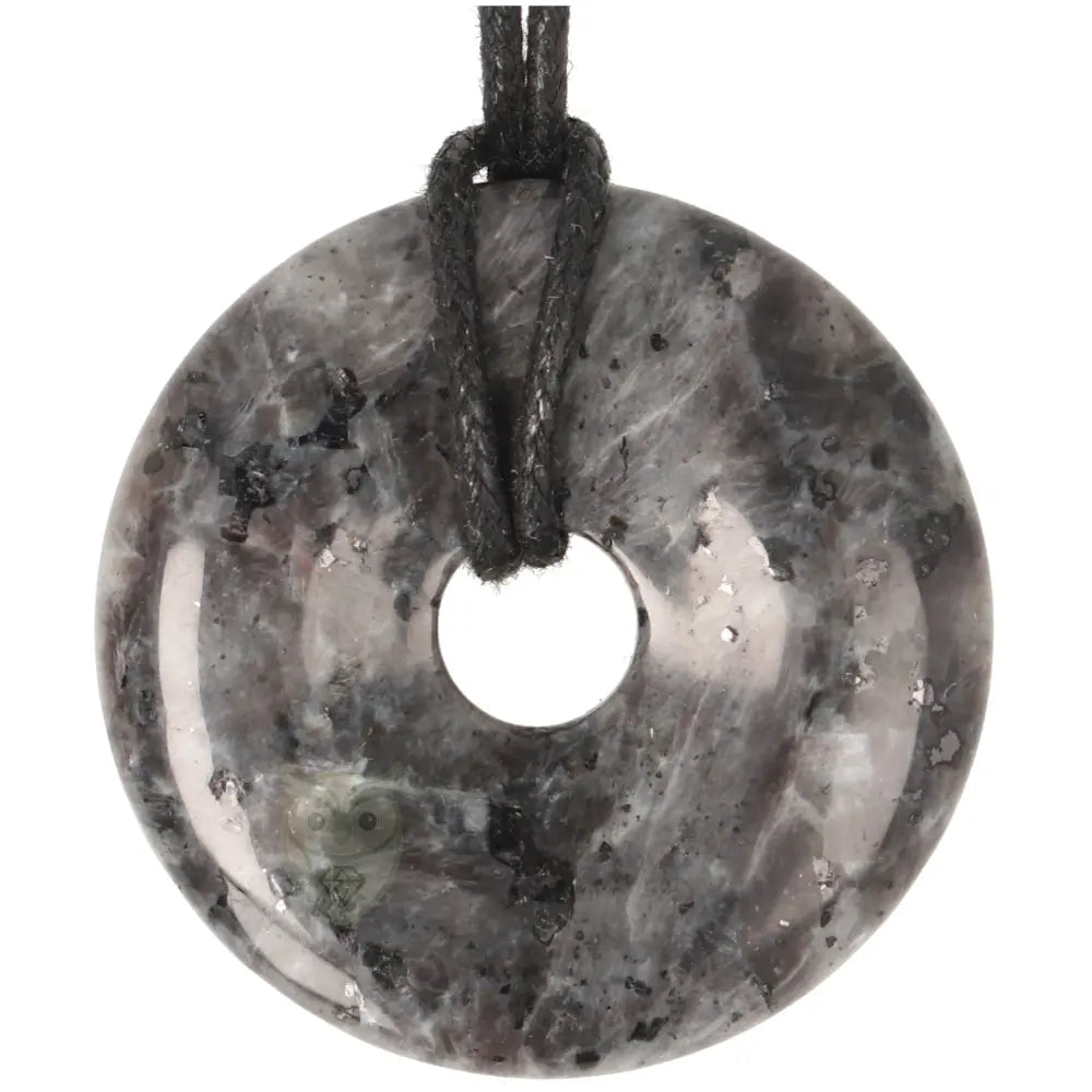 Larvikiet (Noorse Maansteen) donut hanger nr. 18 - Ø 4 cm | Edelsteen sieraad