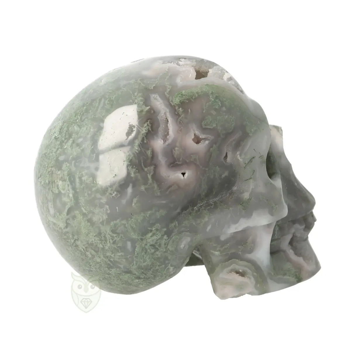Mosagaat schedel nr. 265 - 909 gram | Edelsteen skull