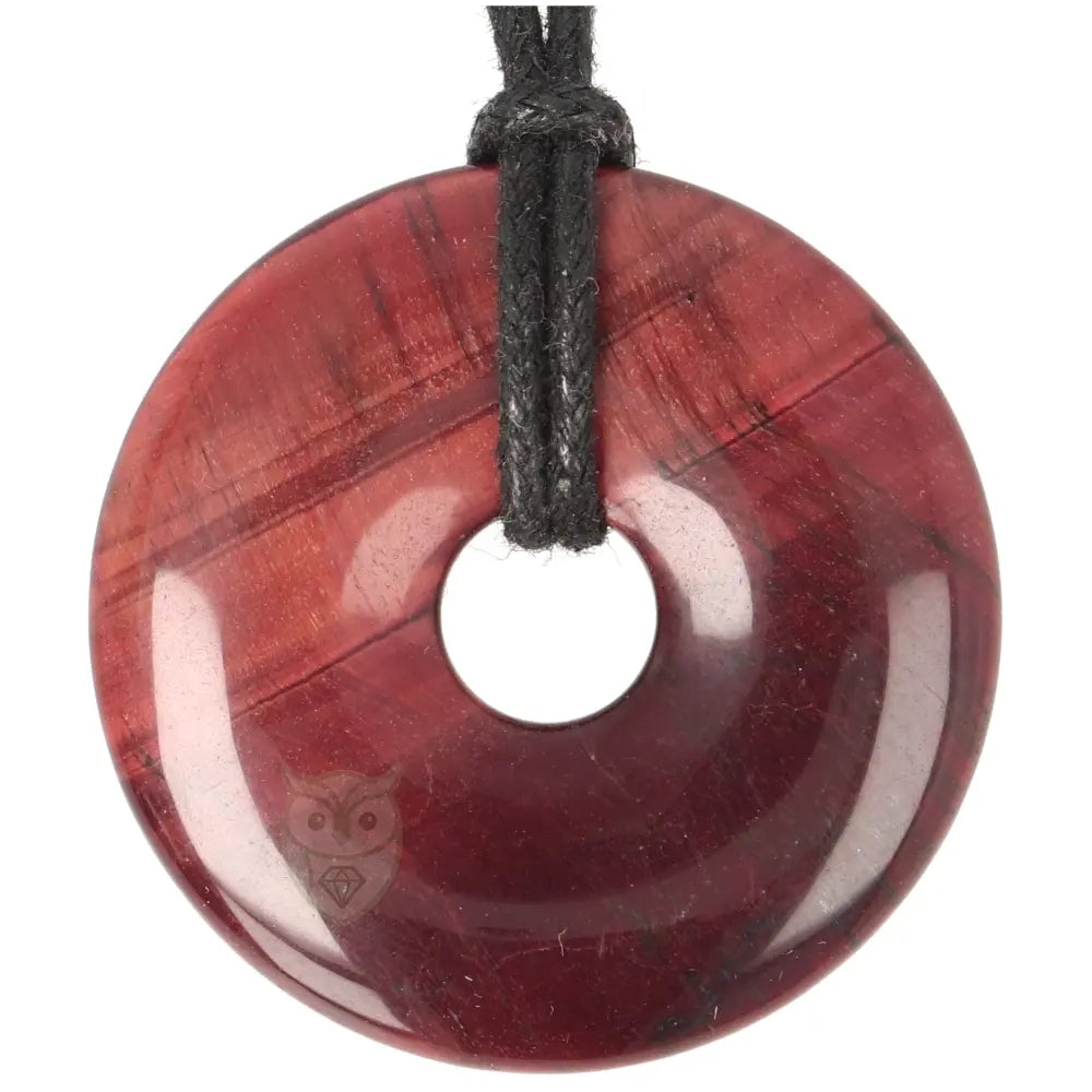 Rode tijgeroog donut hanger nr. 15 – Ø 4 cm | Edelsteen sieraad