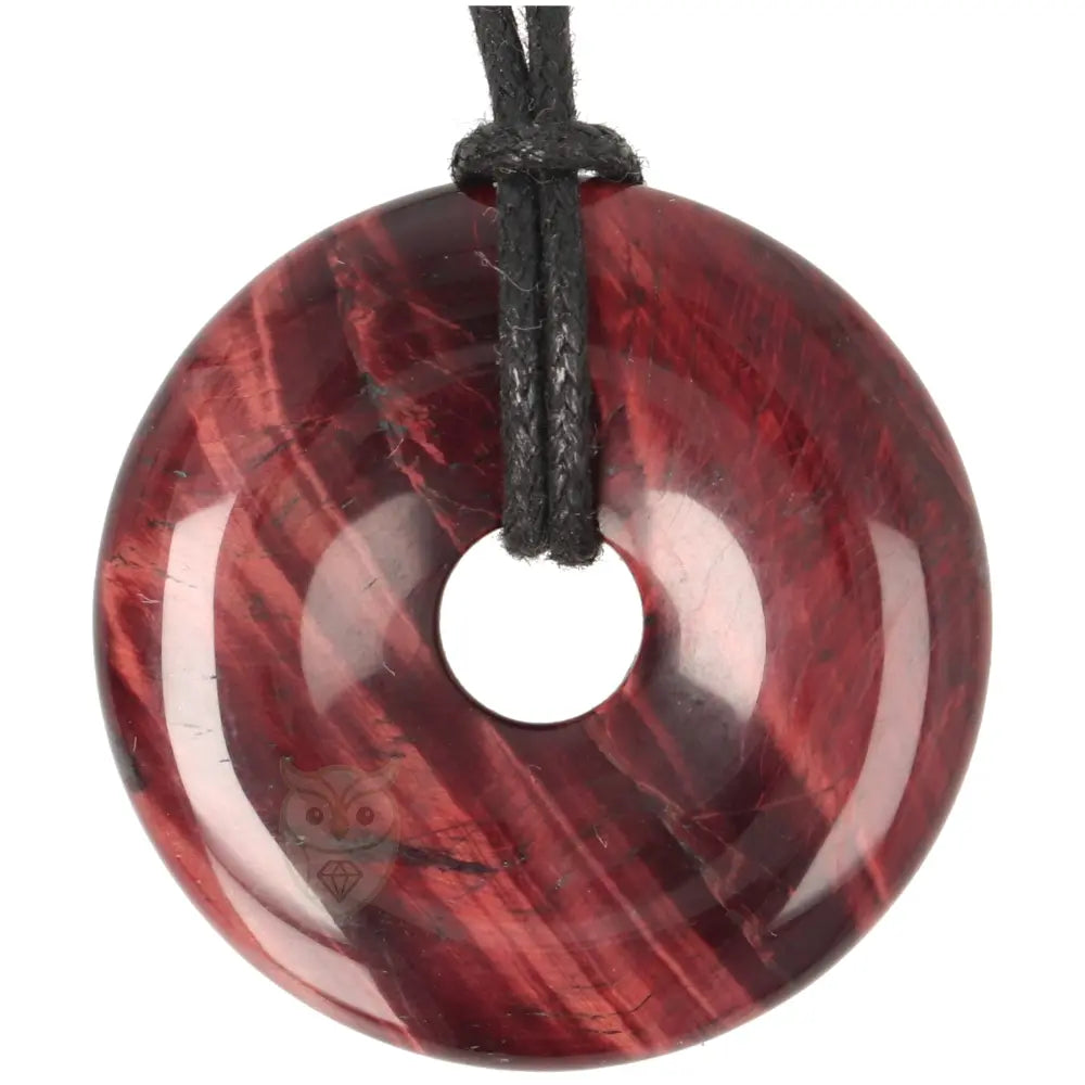 Rode tijgeroog donut hanger nr. 17 – Ø 4 cm | Edelsteen sieraad