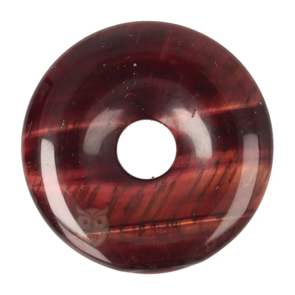 Rode tijgeroog donut hanger nr. 20 – Ø 4 cm | Edelsteen sieraad
