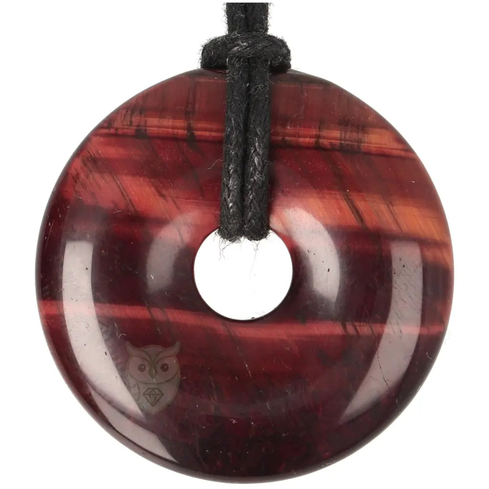 Rode tijgeroog donut hanger nr. 20 – Ø 4 cm | Edelsteen sieraad