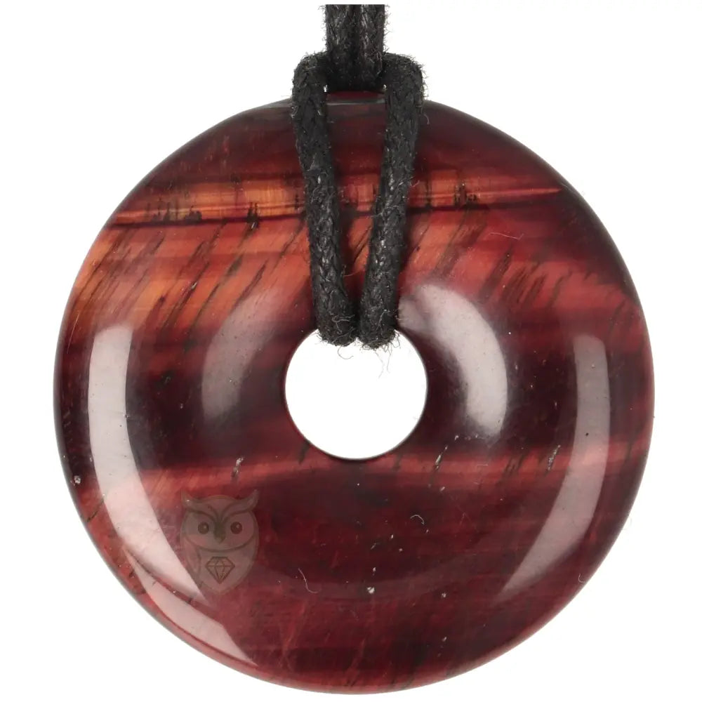 Rode tijgeroog donut hanger nr. 20 – Ø 4 cm | Edelsteen sieraad