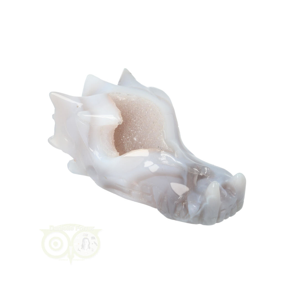 Agaat geode draken schedel 157 gram met natuurlijke tekening