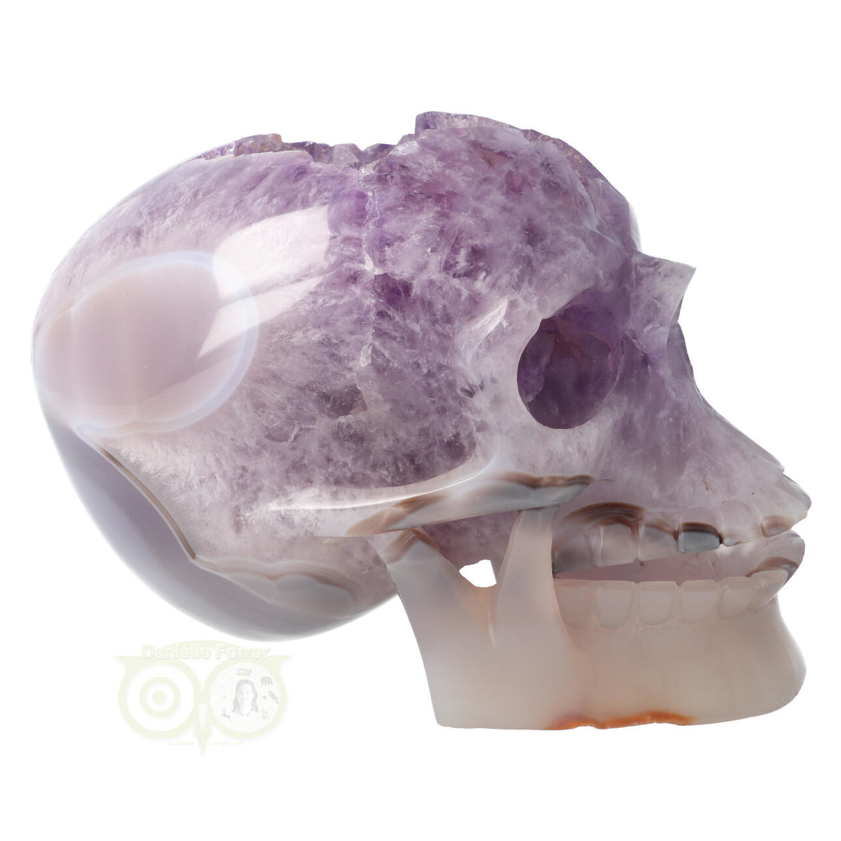 Amethist - Agaat Geode kristallen schedel 3.9 kg