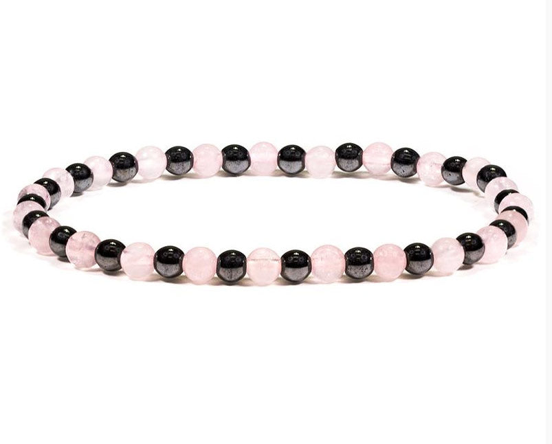 Armband Hematine / Rozenkwarts - 19 cm