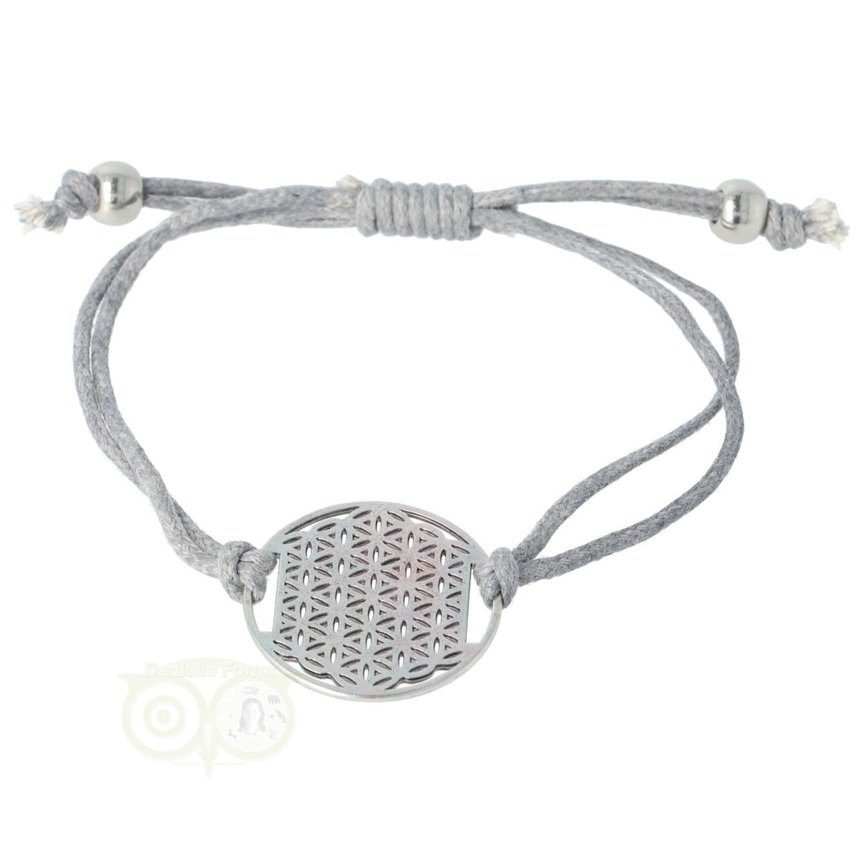 Armband: Blume des Lebens an einer Kordel (grau)