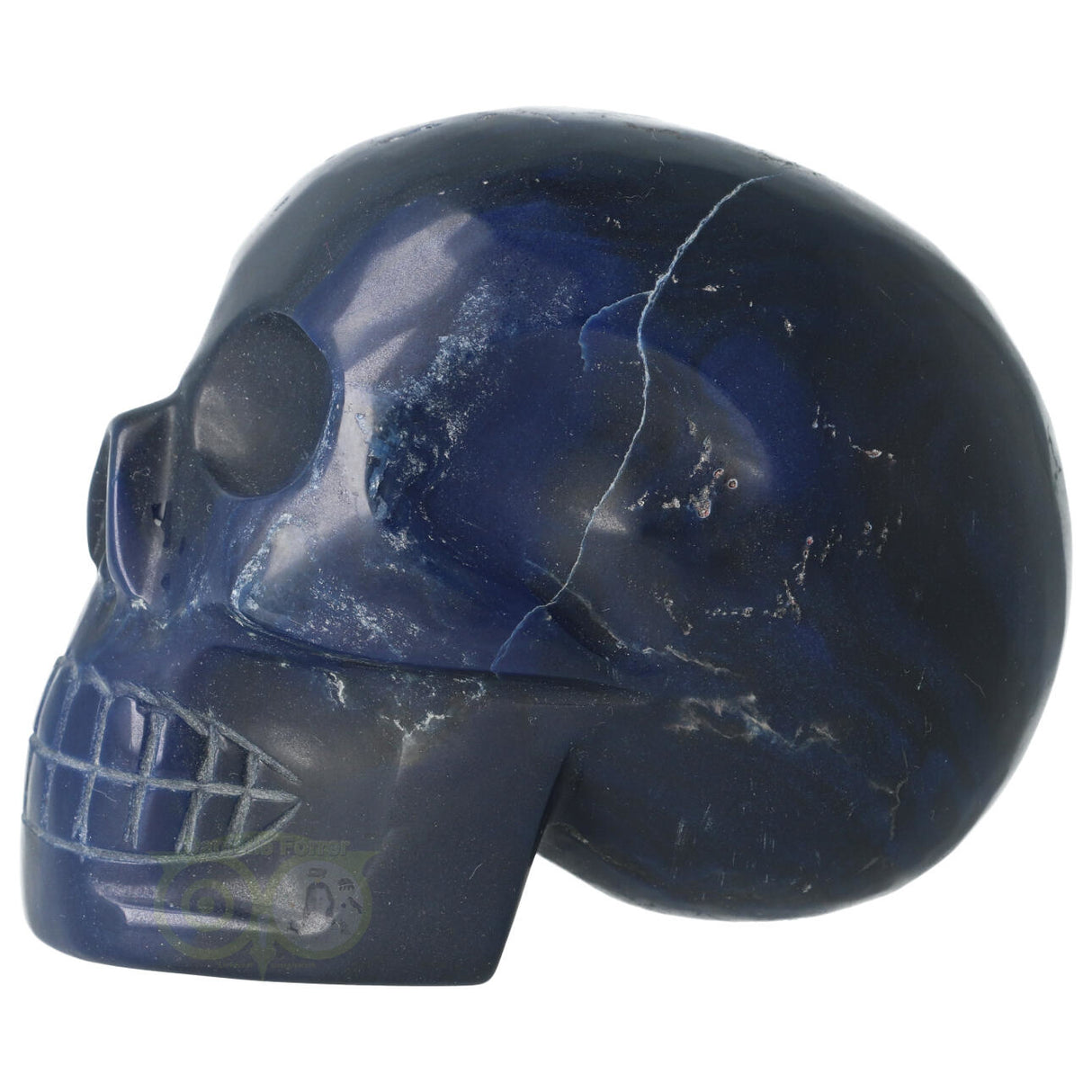 Blue quartz crystal skull 854 grams