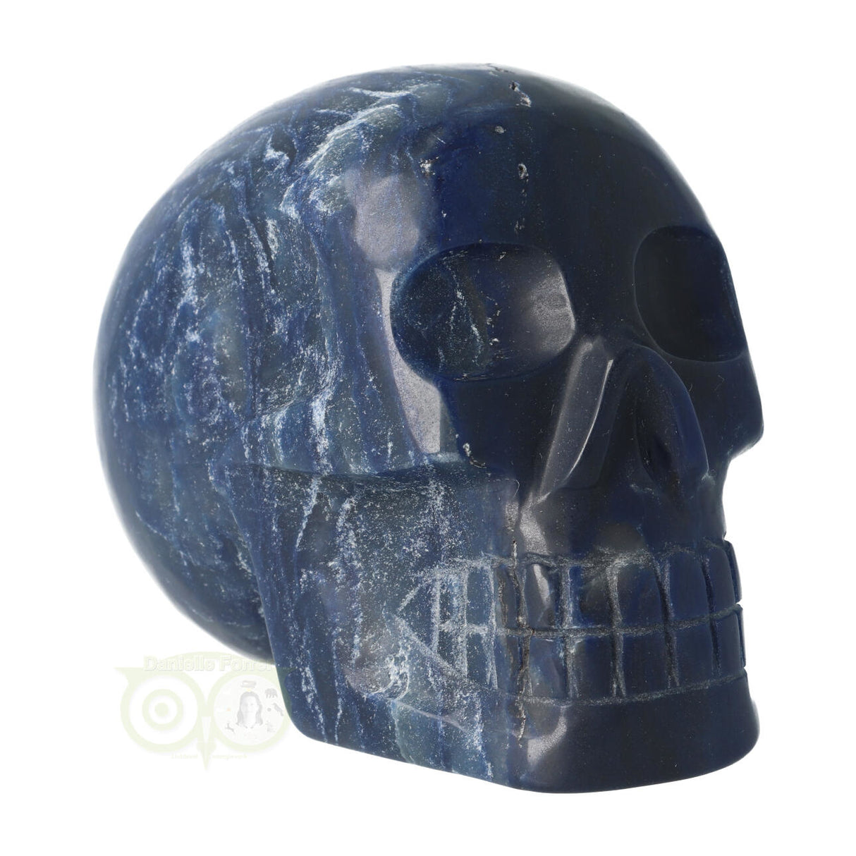 Blue quartz crystal skull 854 grams