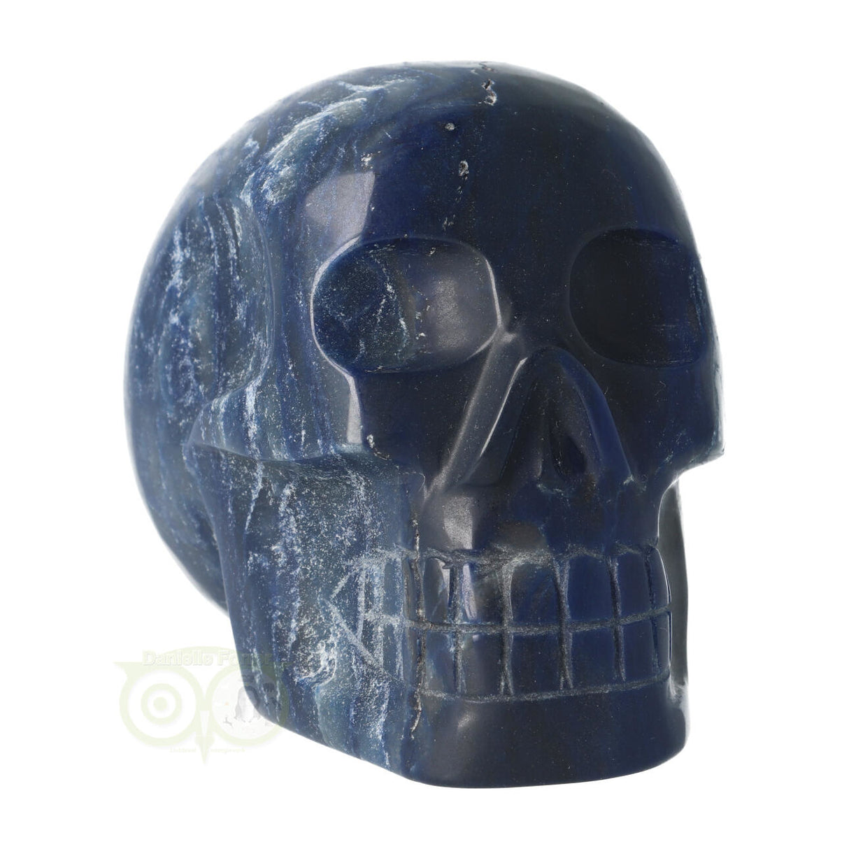 Blue quartz crystal skull 854 grams