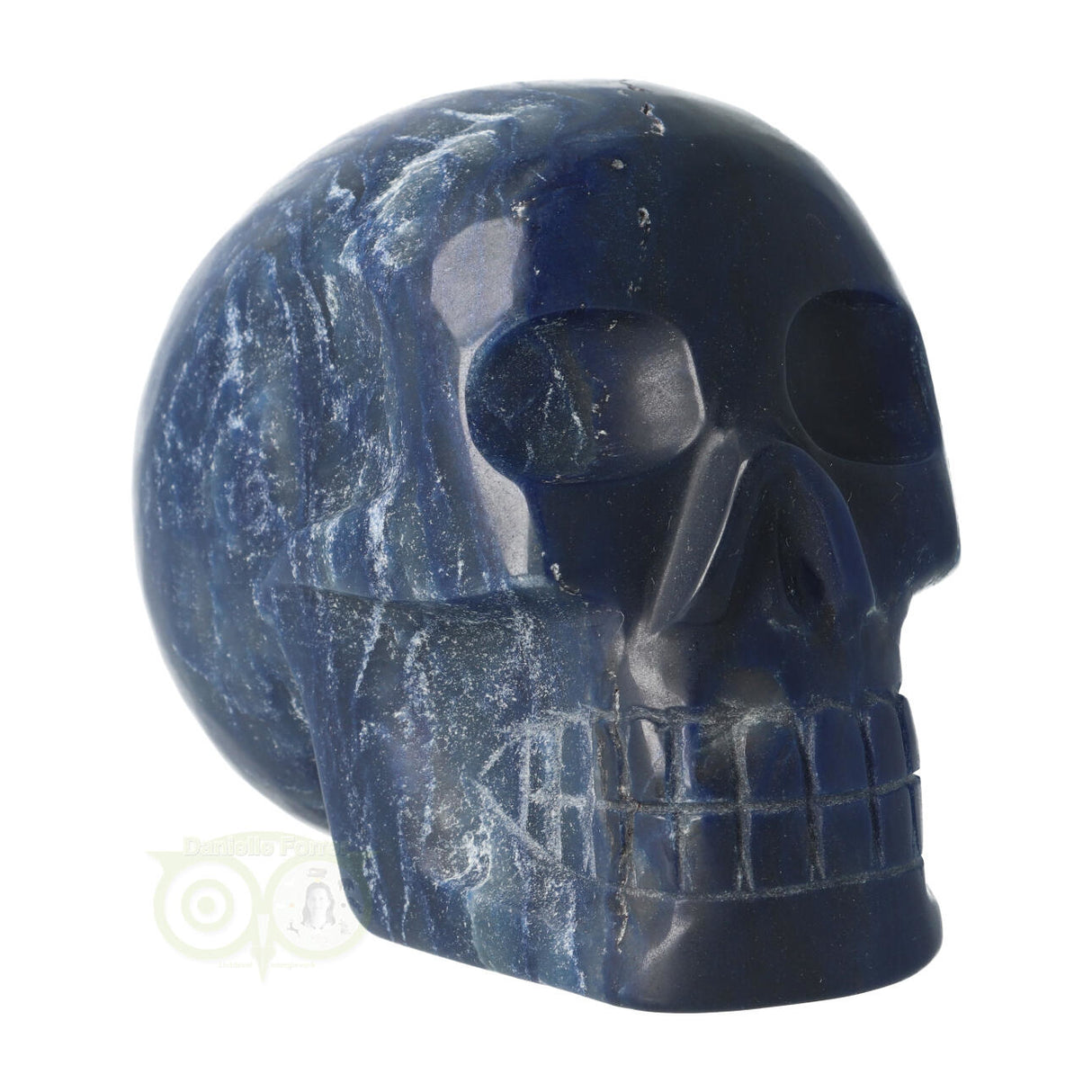 Blue quartz crystal skull 854 grams