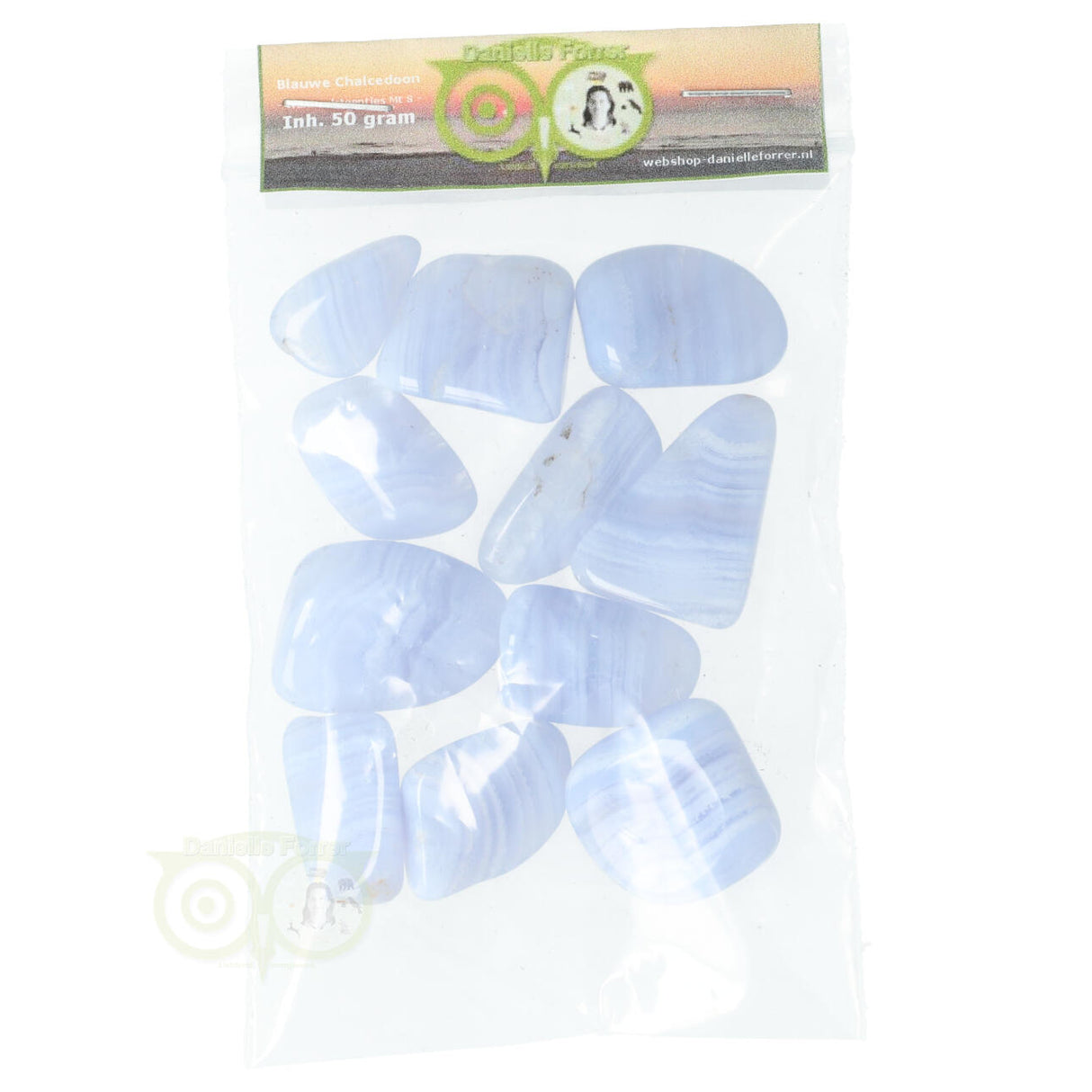 Blauer Chalcedon (Blauer Spitzenachat) Trommelstein Mt S - Vorteilspackung