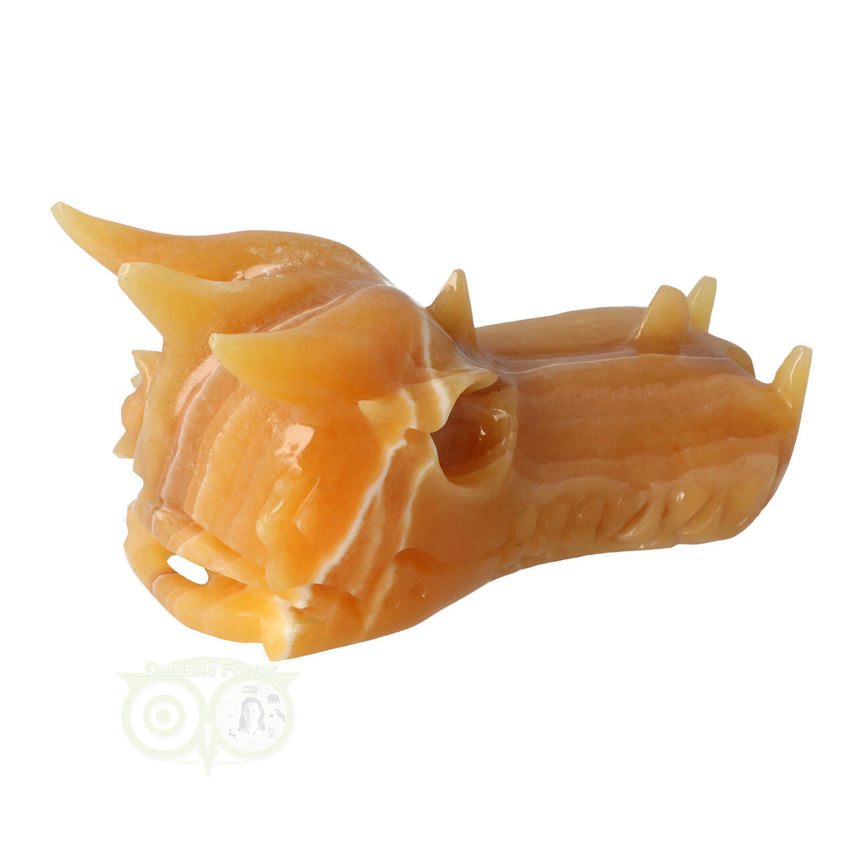 Calcite dragon skull 619 grams