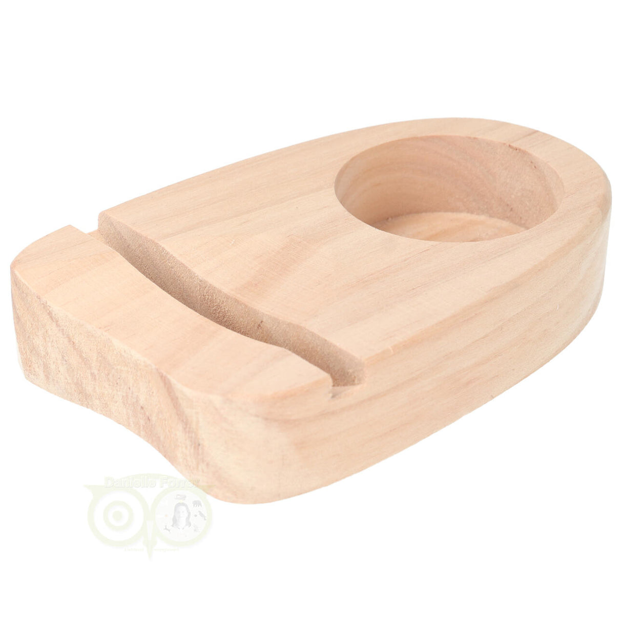 Houten standaard voor agaatschijf