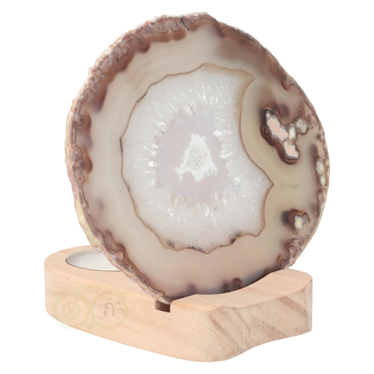 Houten standaard voor agaatschijf