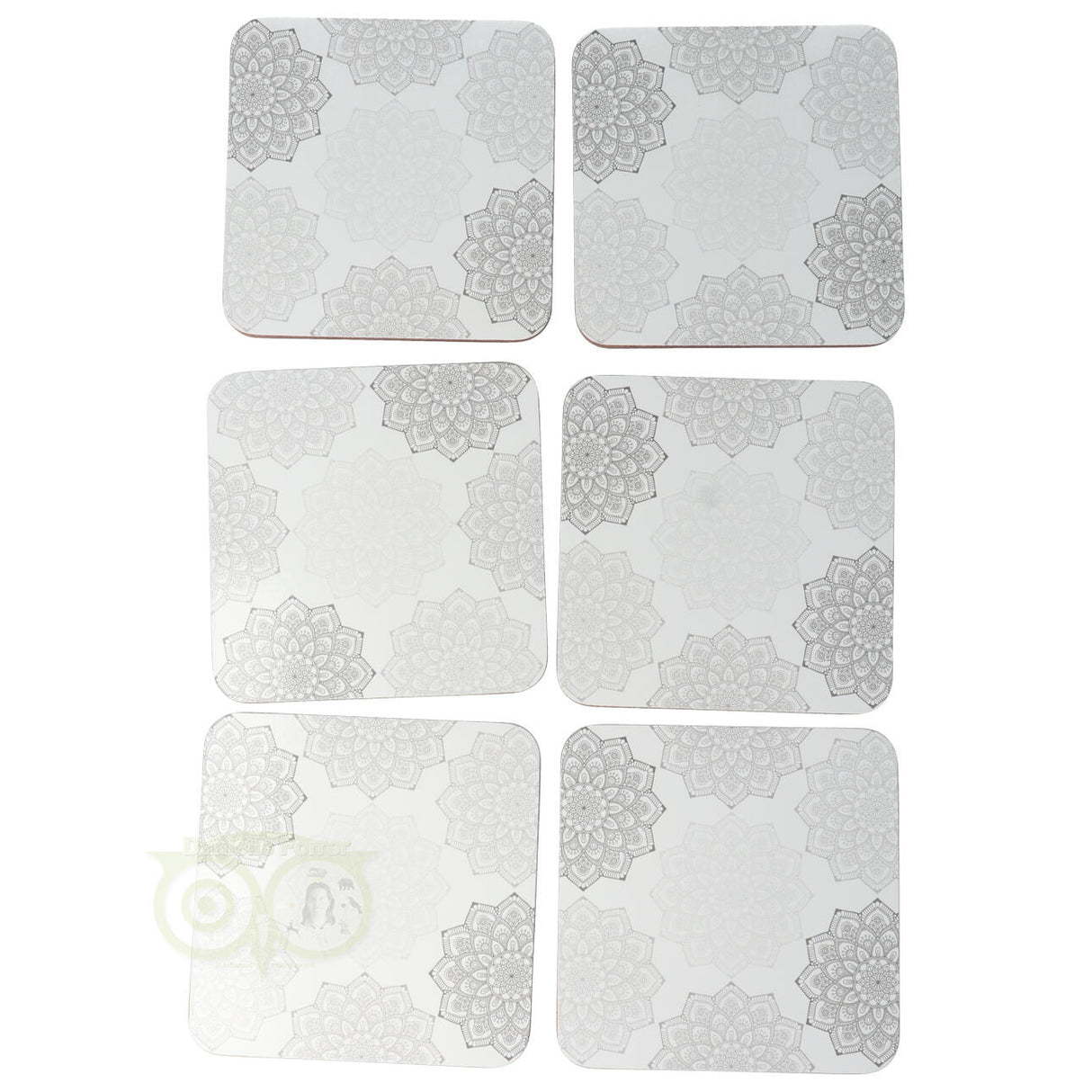 Mandala onderzetters Grijs set van 6