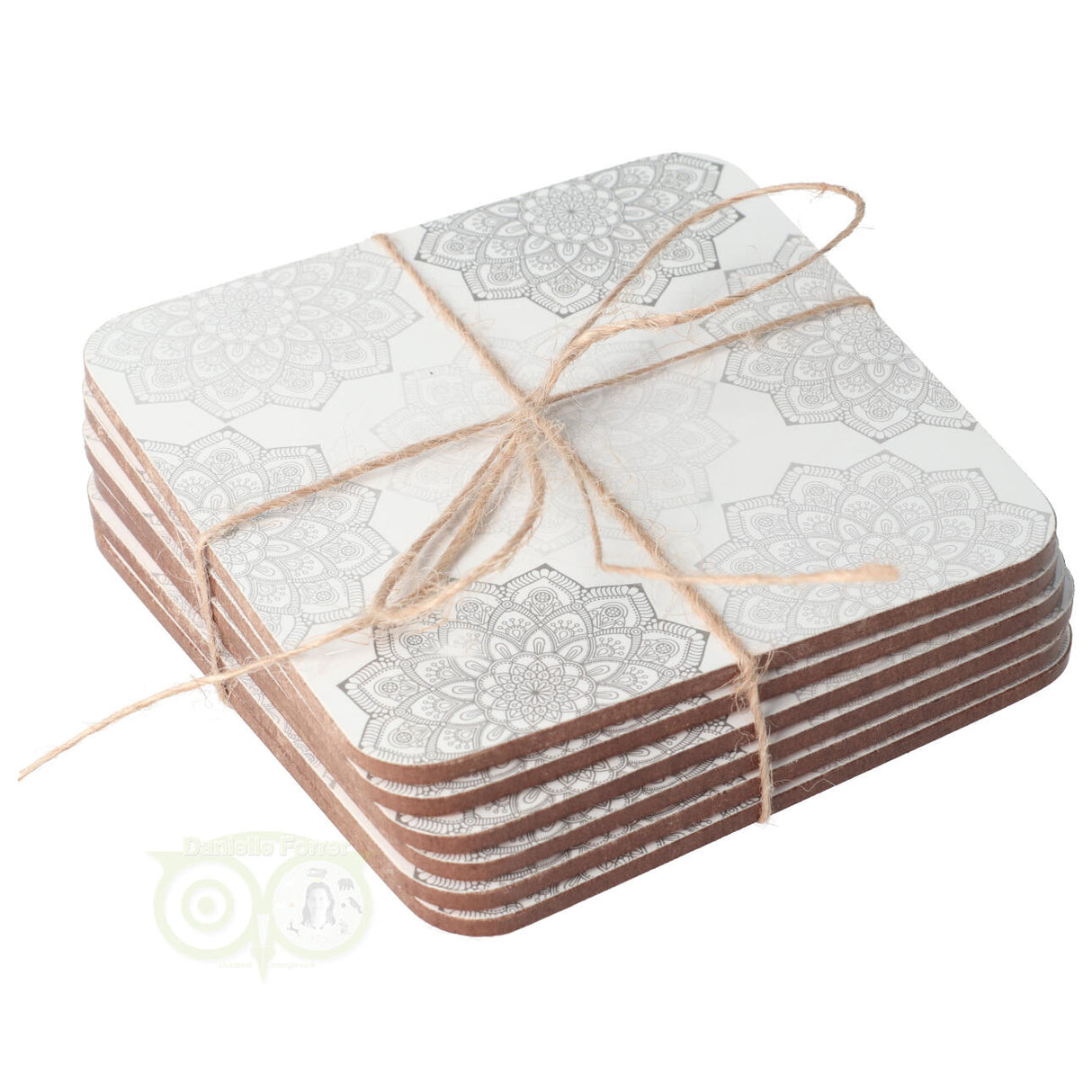 Mandala onderzetters Grijs set van 6