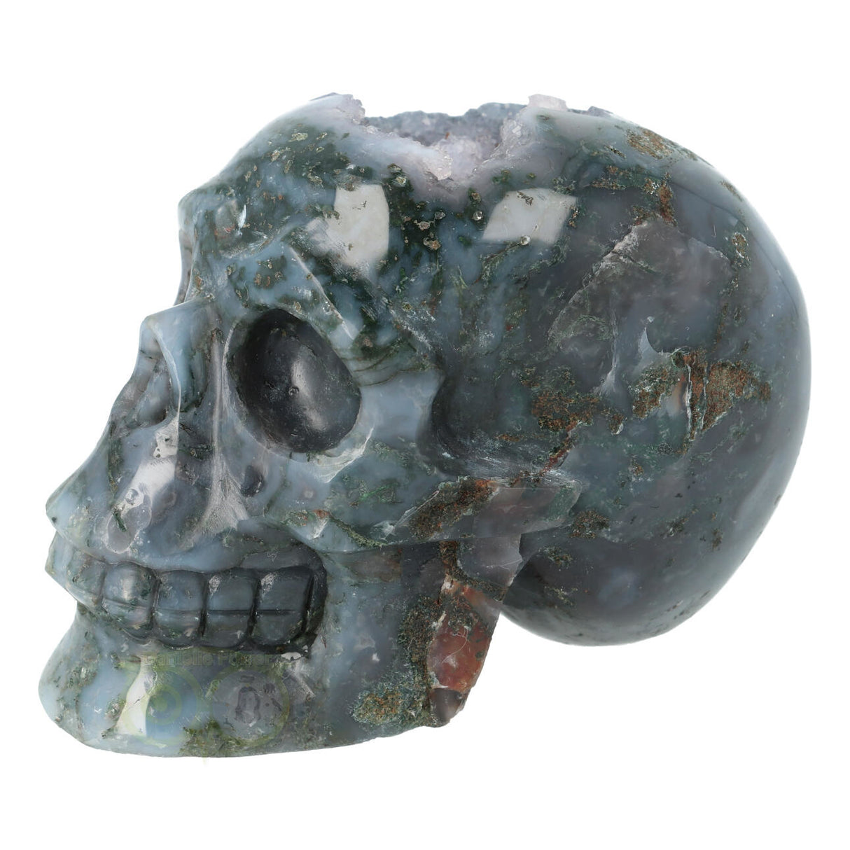 Mosagaat geode schedel 513 gram