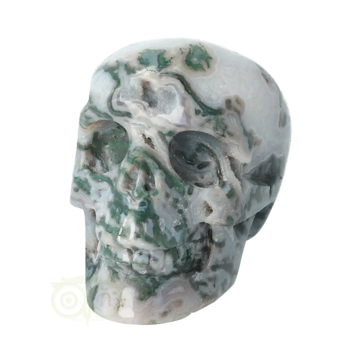 Mosagaat - Bergkristal geode schedel 966 gram