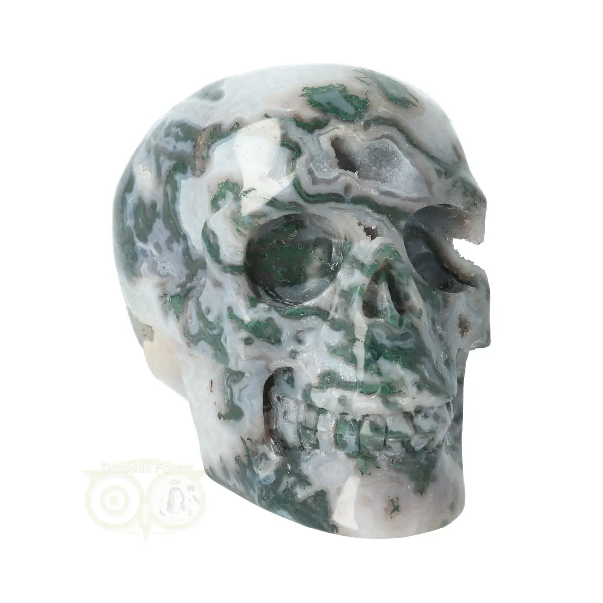 Mosagaat - Bergkristal geode schedel 966 gram