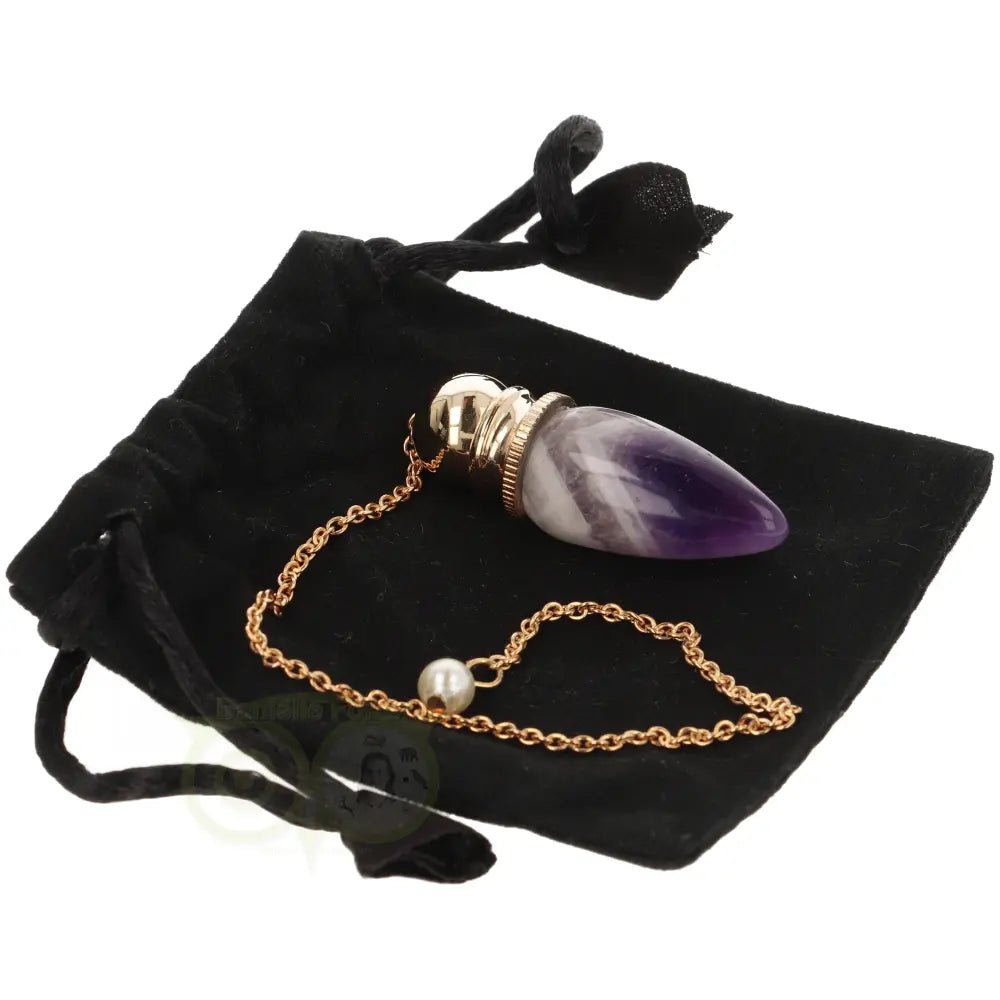 Pendel aus vergoldetem Messing, Amethyst + Kammer (ca. 17 Gramm)