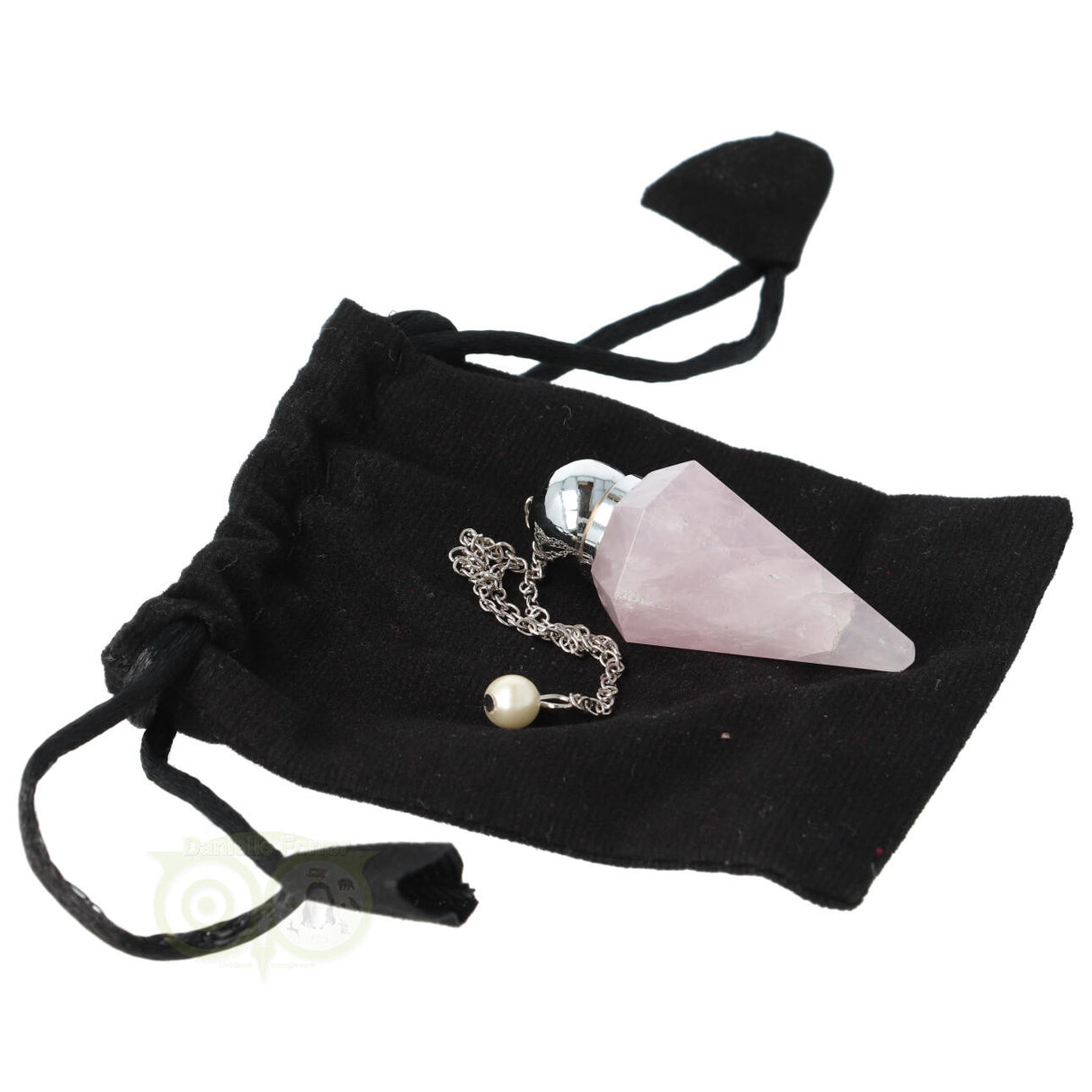 Pendel rozenkwarts facet geslepen spits + sierkraal