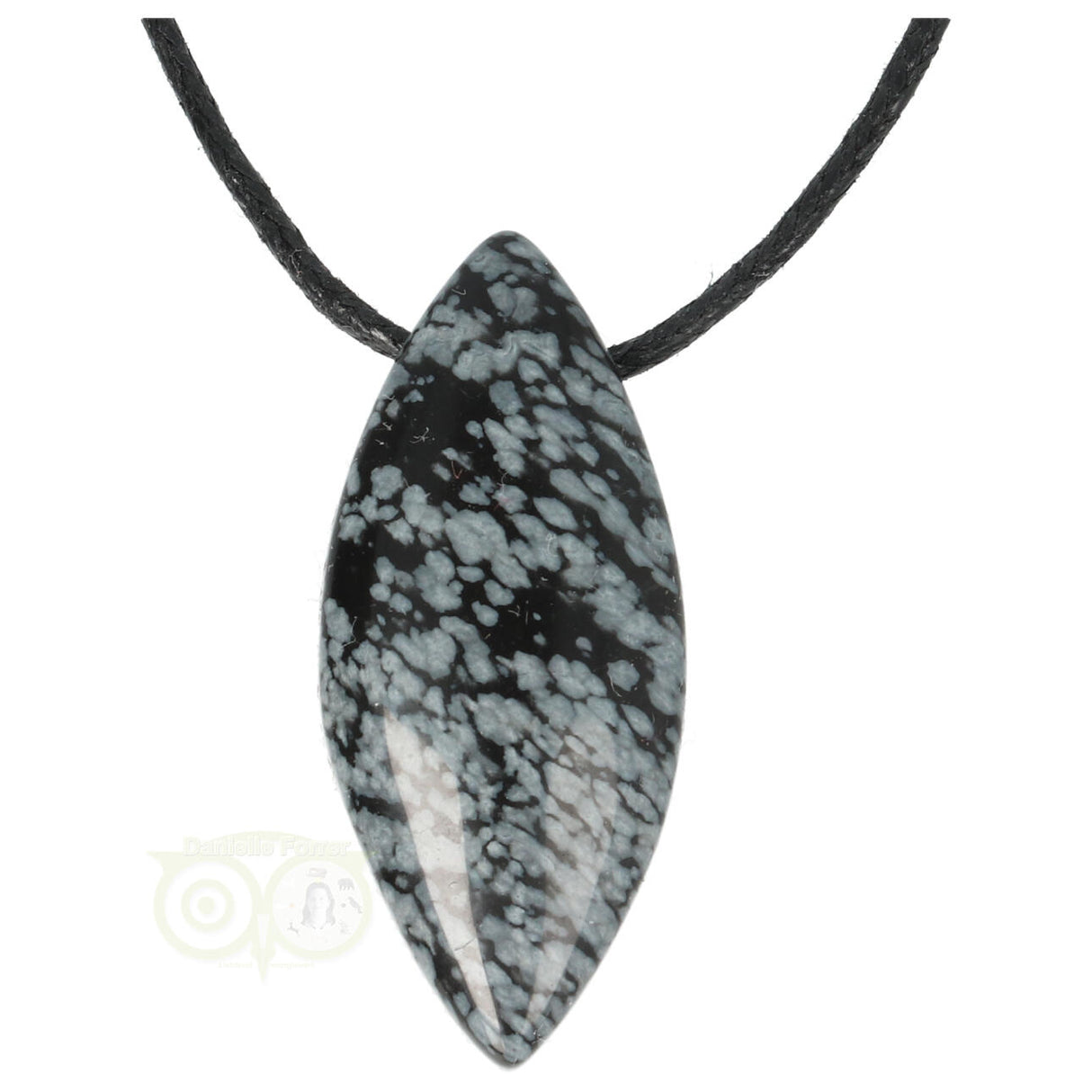 Sneeuwvlok Obsidiaan ovaal hanger Nr 10