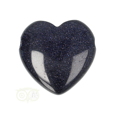 Blauwe goudsteen hanger 3 cm – doorboord hart met diepe blauwe glans