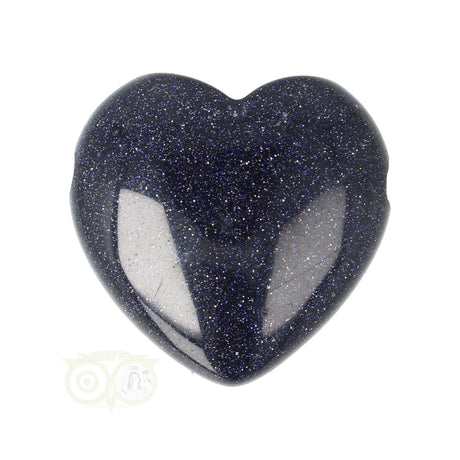 Blauwe goudsteen hanger 3 cm – doorboord hart met diepe blauwe glans