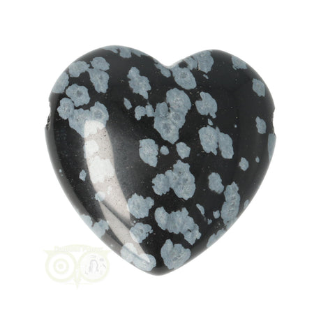 Sneeuwvlok obsidiaan hanger 3 cm – doorboord hart met natuurlijke tekening